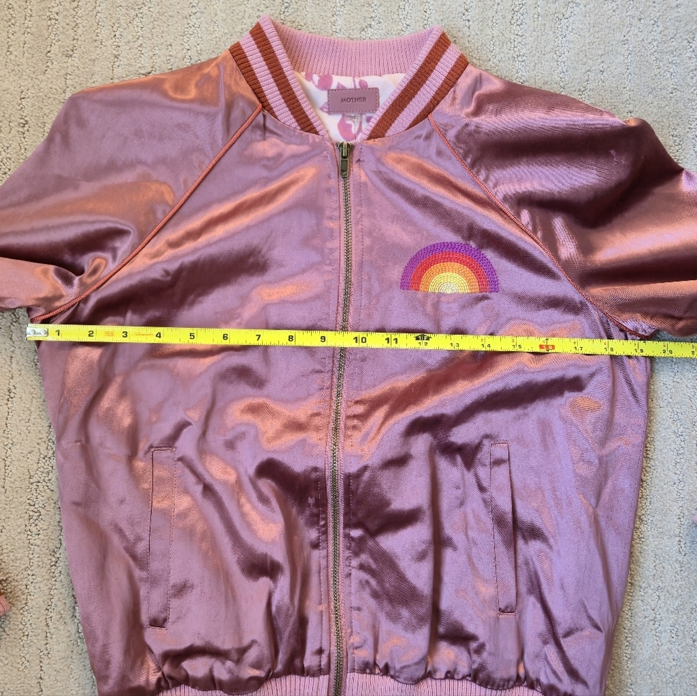 Mother Sunshine City Letterman Jacket Bomber S Rainbow Rare Satin Varsity Retro - Picture 10 of 17